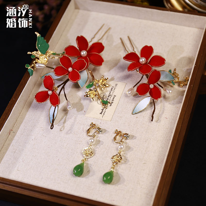 高级感新娘晨袍头饰古风汉服旗袍秀和配饰发簪新中式古典百搭发饰