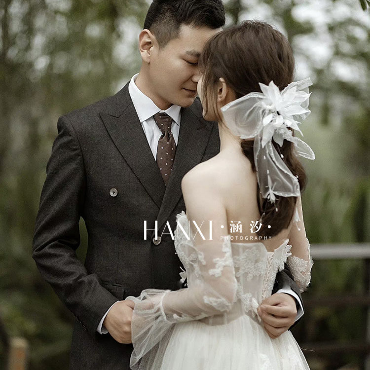 法式新款娟纱花朵夸张大蝴蝶结发夹新娘婚纱跟妆造型旅拍演出头饰