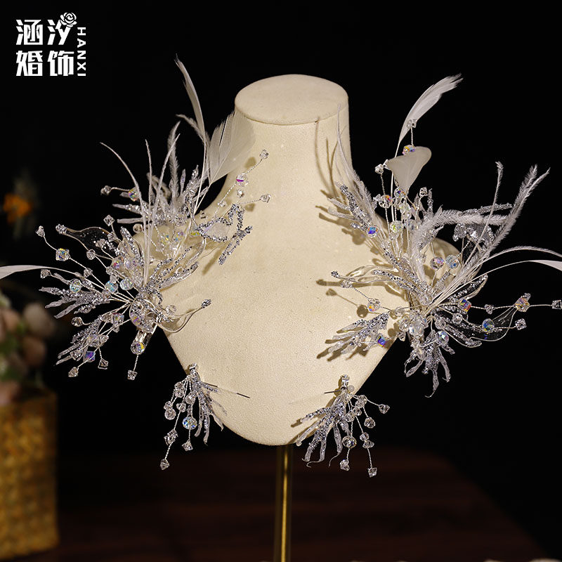 新款仙美灵动羽毛水晶发饰