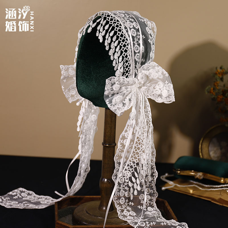 法式复古蕾丝蝴蝶结发带发夹头饰