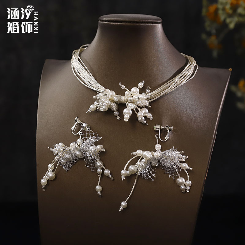 新款新娘婚纱礼服项链耳环套装