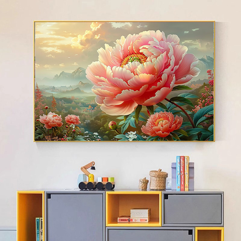 花开富贵钻石画牡丹花满钻客厅2024新款点贴钻十字绣大幅5D砖石秀