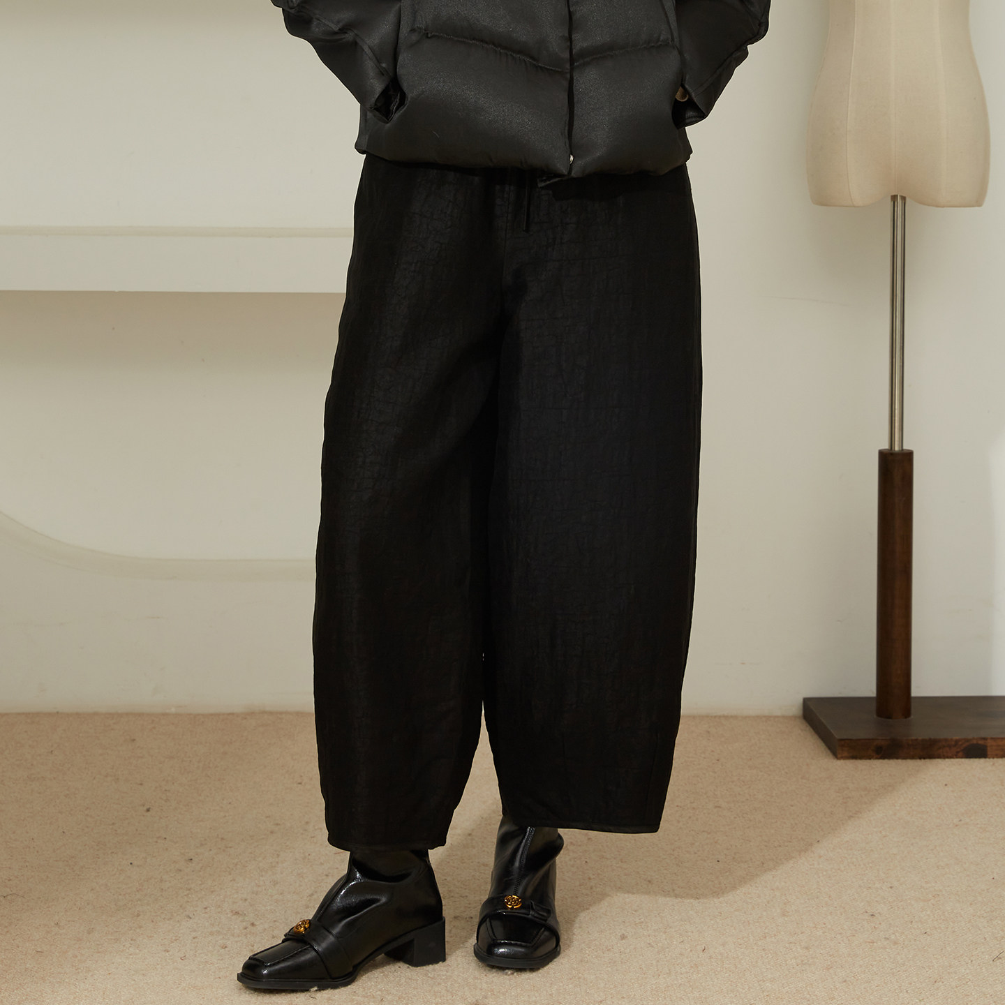 SILVIYE/溯也100%桑蚕丝龟裂纹香云纱松紧腰夹棉休闲裤女真丝棉裤,女装/女士精品,棉裤/羽绒裤,淘宝优惠券,粉丝福利购,淘宝优惠卷