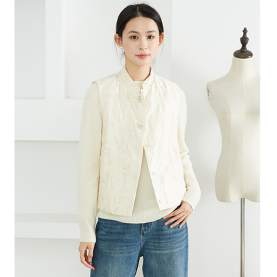 SILVIYE/溯也95波兰进口科鲁达白鹅绒羽绒马甲女新中式轻薄鹅绒服