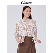 字母印花宽松亲肤衬衫 新款 女 珂尼蒂思雪纺上衣夏季 CONATUS