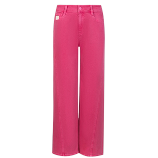 CONATUS/珂尼蒂思年夏季新款百搭玫红色牛仔裤女简约通勤裤子