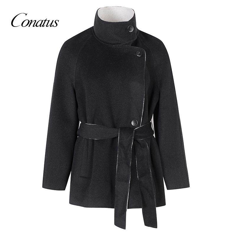 CONATUS/珂尼蒂思黑色帅气短大衣2025年春季新款时髦中性风外套女