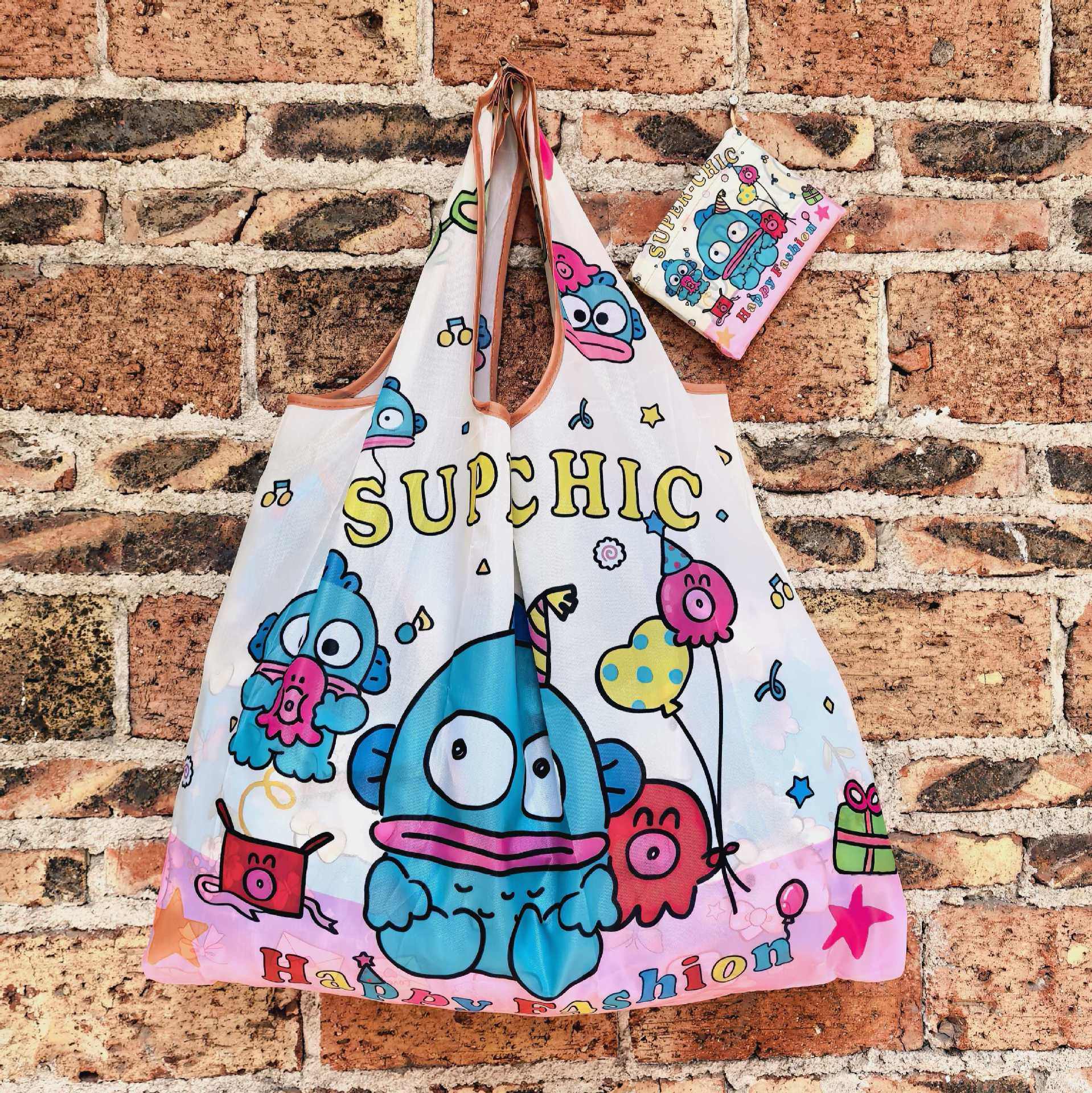 日韩卡通流行折叠大容量环保超市购物袋轻便携带市场买菜包单肩,收纳整理,购物篮,淘宝优惠券,粉丝福利购,淘宝优惠卷