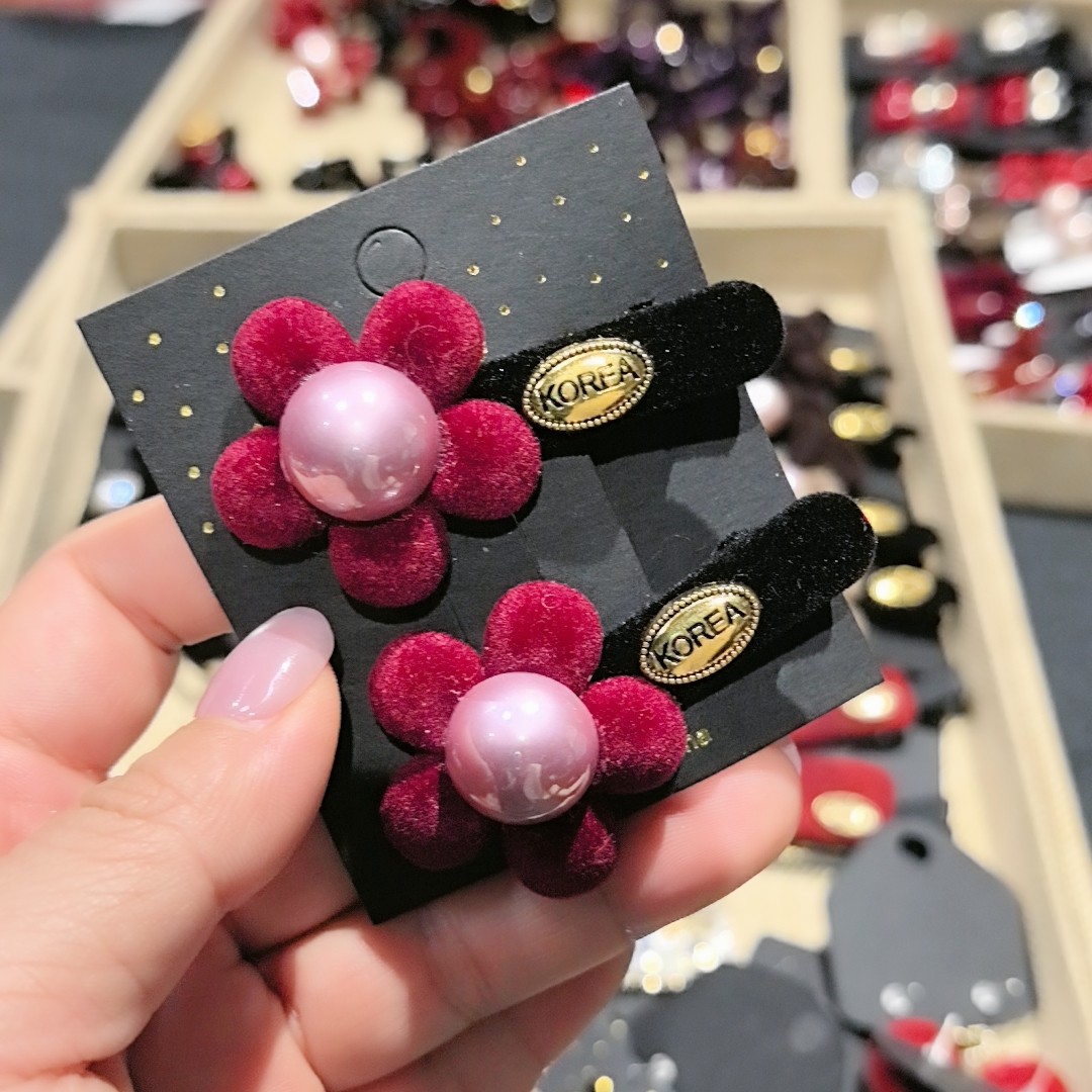 韩系秋冬高级复古植绒丝绒发夹网红时尚百搭侧边夹鸭嘴夹碎发卡,饰品/流行首饰/时尚饰品新,发饰,淘宝优惠券,粉丝福利购,淘宝优惠卷