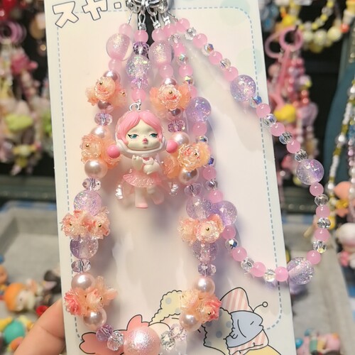 Sp改娃哭娃萌粒合金手机链包挂件少女心挂绳钥匙扣可爱挂饰