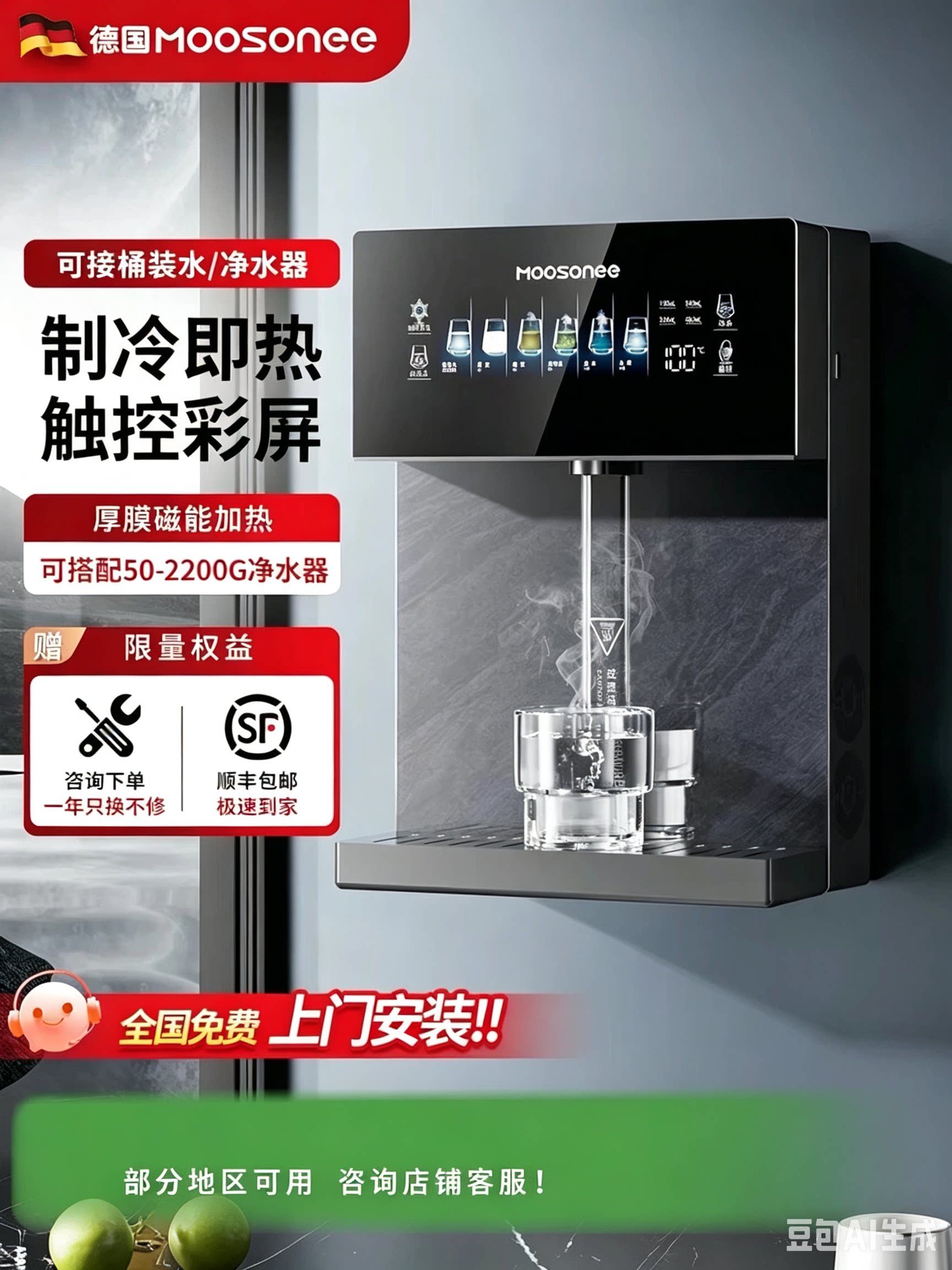管线机接桶装水饮水机壁挂式直饮机家用餐边柜线管机2026新款自吸
