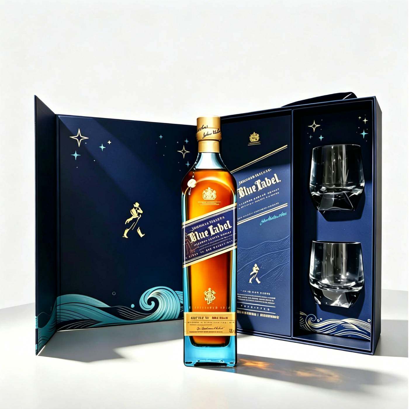 洋酒Johnnie Walker尊尼获加蓝牌 蓝方调配型威士忌双杯礼盒送礼
