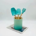 Azure Blue Storage Bin (with 3-Piece Silicone Spatula Set)