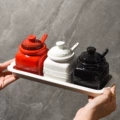 Black, White and Red Spice Jar