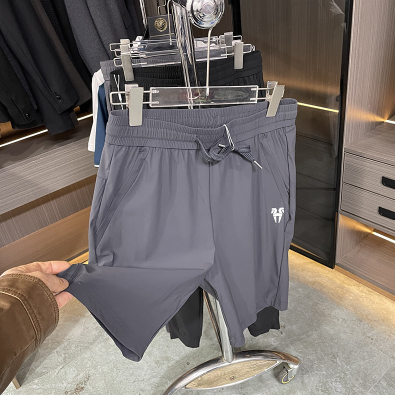 专柜余单！锦纶+氨纶 冰凉丝滑 男士夏季薄款运动休闲短裤五分裤