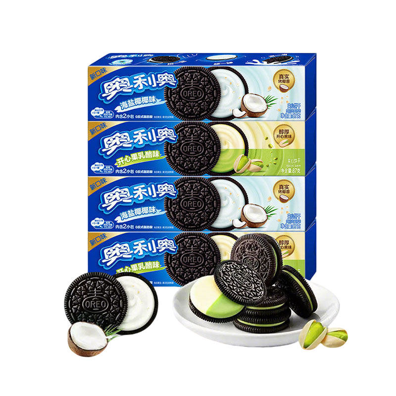 奥利奥夹心饼干87g*4盒开心果乳酪海盐椰椰味日常休闲解馋零食