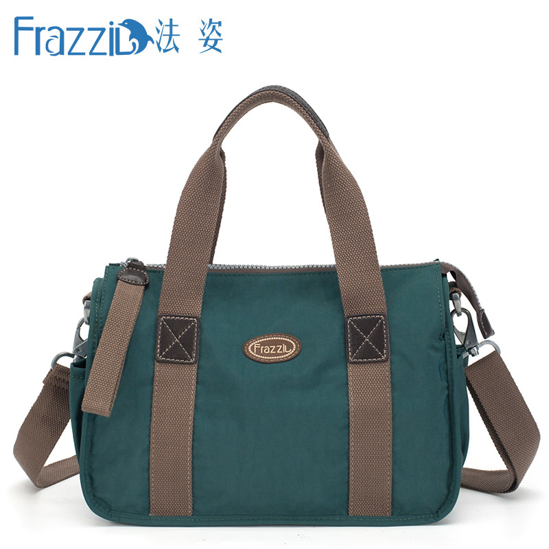 法姿新款尼龙布手提包女纯色防水帆布女士斜挎包轻便机车包大容量