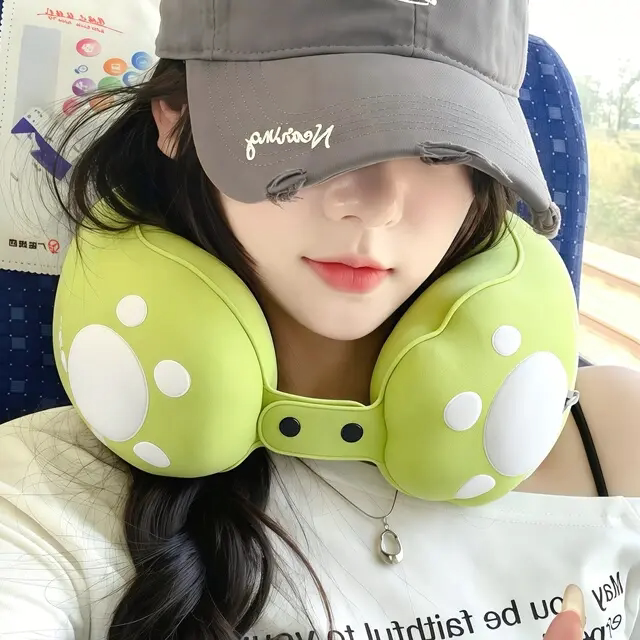 按压充气U型颈枕旅行便携收纳