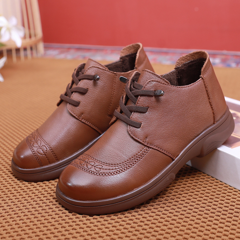 保暖平底妈妈鞋休闲加绒