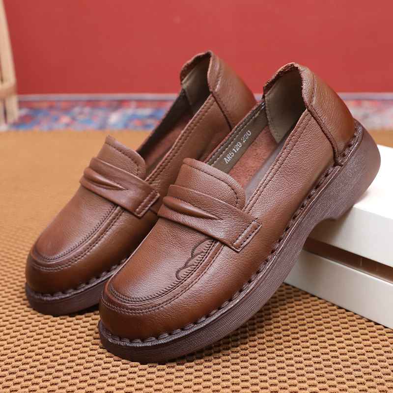 头层牛皮单鞋秋冬新款妈妈鞋低跟中老年鞋防滑舒适女士皮鞋厚底,女鞋,深口单鞋,淘宝优惠券,粉丝福利购,淘宝优惠卷