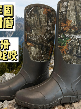 男士大码户外保暖棉雨鞋 钓鱼靴高筒靴旅行露营水鞋雨靴末日鞋