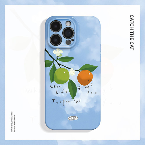 大橘大利~简约清新橘子ins适用iPhone16/15pro手机壳新华为mate70小米14小众vivoS19软iqooneo10苹果14findx8