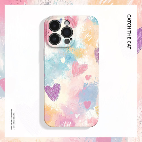 灿烂的心~创意爱心涂鸦ins适用iPhone16/15pro手机壳华为mate70小米14小众vivoS19有趣iqooneo10苹果14findx8