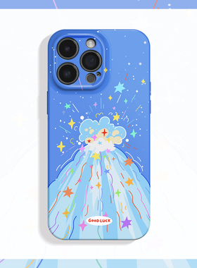 好运爆棚~蓝色幸运条线ins适用iPhone16/15promax手机壳新华为pura70苹果13小米14畅享70vivoS19软iqooneo10