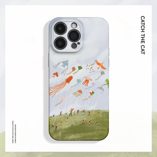 放风筝~清新小众油画ins适用苹果17promax手机壳新iphone16华为nova14小米15opporeno13个性vivox200一加ace5