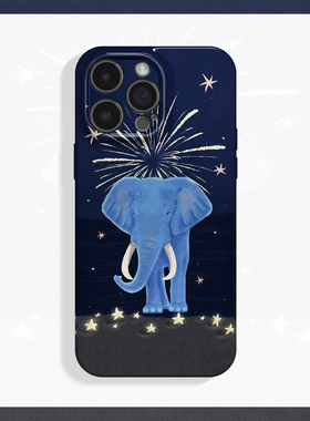 星象事成~蓝色大象烟花ins适用iPhone16promax手机壳苹果13华为pura70小米15opporeno14荣耀400iqoo13红米k80