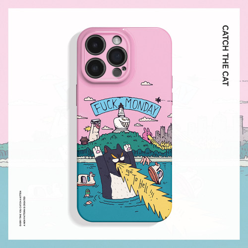 毁灭吧~个性破坏小猫适用iPhone16promax手机壳华为mate60小米15上班opporeno13苹果14独特vivox200一加ace5