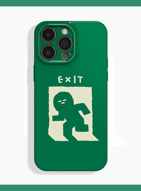 安全出口~绿色创意个性不撞壳适用iPhone16promax手机壳nova13华为pura70小米15vivox100软oppofindx8苹果14