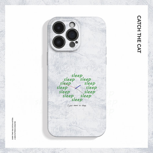 只想睡觉~小众创意时钟适用iPhone16/15promax手机壳华为pura70苹果13小米14vivoX100高级感opporeno12畅享70