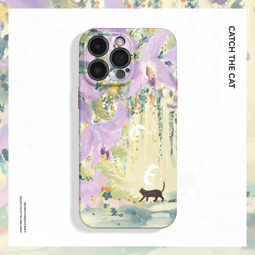 花下~个性油画涂鸦艺术ins适用iPhone16/15pro手机壳新华为mate70小米14小众vivoS19软iqooneo10苹果14findx8