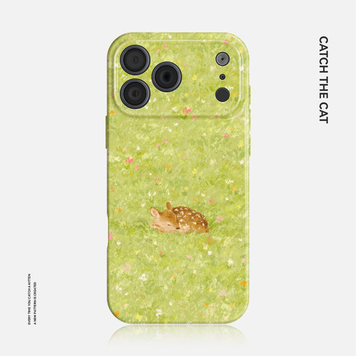 草地小鹿~清新ins适用苹果17promax手机壳iphone16华为pura70小米15治愈opporeno14荣耀400小众iqoo13红米k90