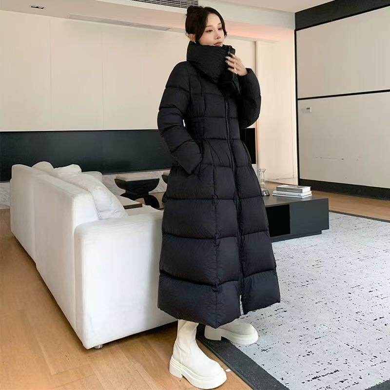 「朗鸥95白鹅绒」厚款长款连帽高充绒量收腰中长款女装鹅绒服6695,女装/女士精品,羽绒服,淘宝优惠券,粉丝福利购,淘宝优惠卷