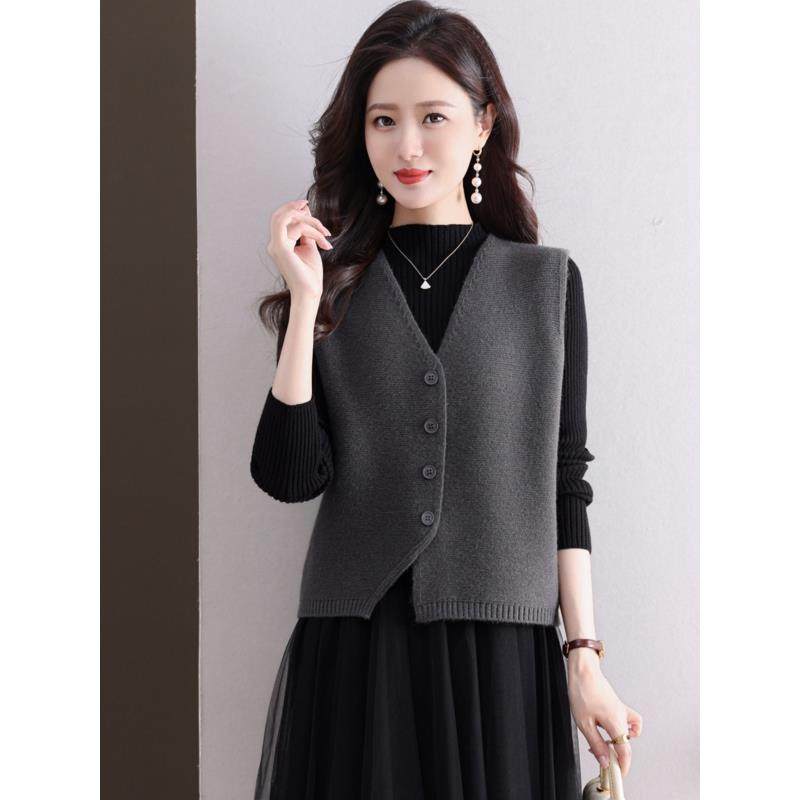 红色针织羊毛马甲女款外搭上衣2025秋装新款无袖叠穿毛衣马夹背心,女装/女士精品,马夹,淘宝优惠券,粉丝福利购,淘宝优惠卷