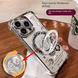 适用于苹果16E八方莱彩手机壳电镀四角iPhone 15 Pro Max全包14Plus配备13Mini Stand 12化妆镜11女性8 Simpl