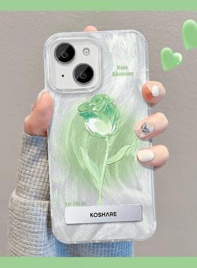 羽纱玫瑰适用苹果15promax手机壳华为mate60pro新款荣耀100OPPORe玫瑰VIVOX100小米玫瑰