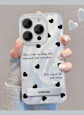 羽纱支架渐层羽纱黑色蝴蝶结适用苹 果15promax手机保护壳华为mate60pro荣耀100女OPPORe新vivox100小米多型