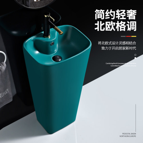 立柱式一体小户型陶瓷阳台洗脸盆