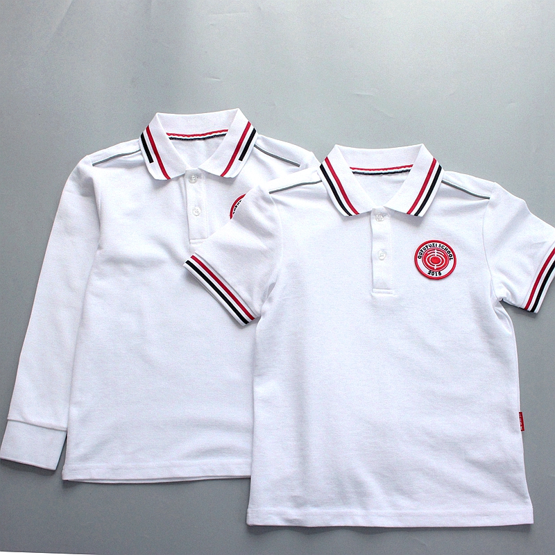 曲阜夫子学校春秋夏男女生学生长袖短袖纯白翻领T恤POLO款校服