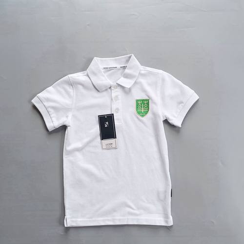 大卫绿标君华夏男女童学生短袖纯白翻领中小学生POLO衫款校服上装