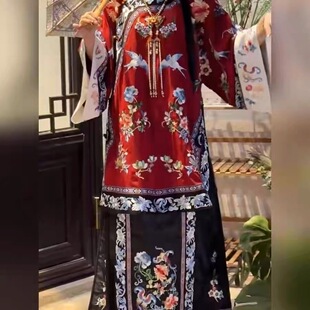 清漢女斜襟立領馬面裙清代古風氅衣晚清晉商少奶奶宮廷古董衣媒婆