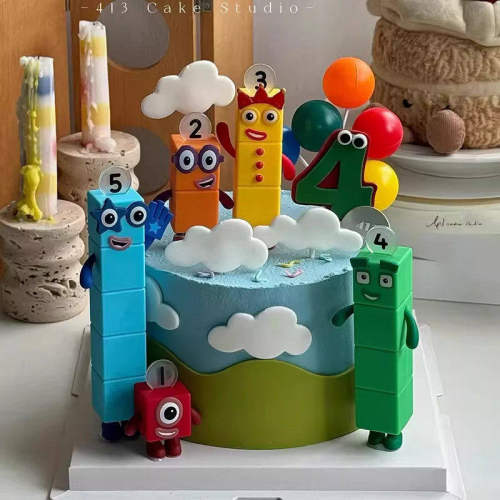 儿童卡通数字积木Mumber blocks主题 生日派对甜品台蛋糕装饰摆件