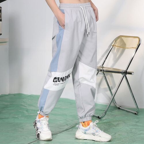 GENANX闪电潮牌休闲运动裤男女款春秋季新款束脚裤子灰色卫裤长裤