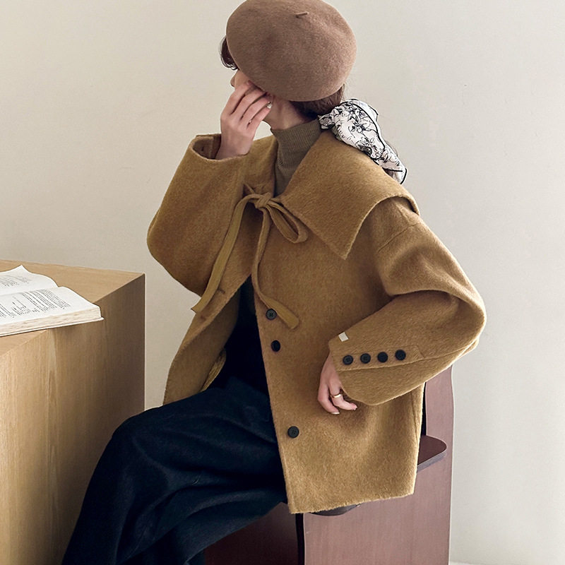 双面羊绒大衣女小个子2025秋冬新款韩版高端气质宽松显瘦毛呢外套