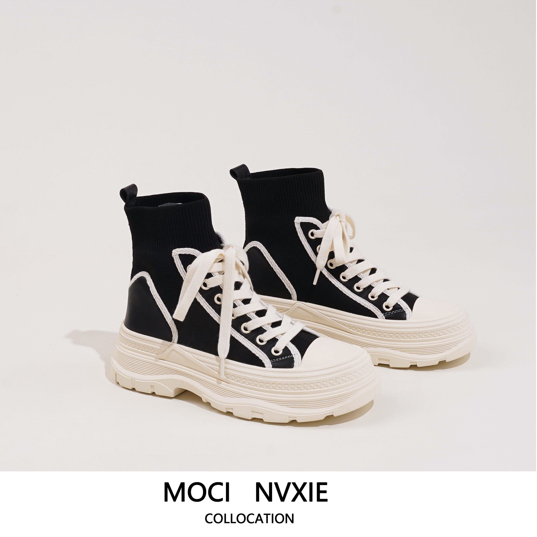 연예인 동명 초인기 이너 키높이 하이탑 여성화 7CM 두꺼운 밑창 숏부츠 스트레치 부츠 양말 플랫폼 캔버스 슈즈 여성용