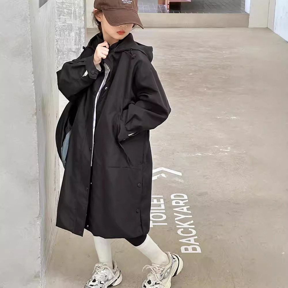 2024秋冬新款童装韩版女童秋装中长款风衣外套韩版女童秋季童裝