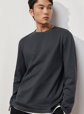 TRENDIANO2025秋冬新款全棉长期主义男款长袖圆领T恤 1SC4021750